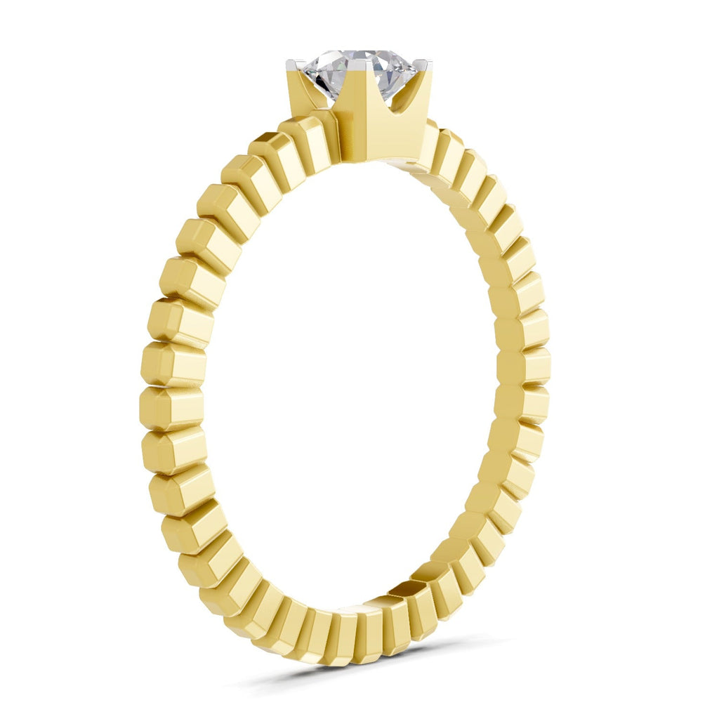 0.32 Ct Round Shape | 925 Sterling Silver Gold Plated Solitaire Ring