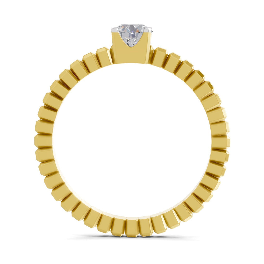 0.32 Ct Round Shape | 925 Sterling Silver Gold Plated Solitaire Ring