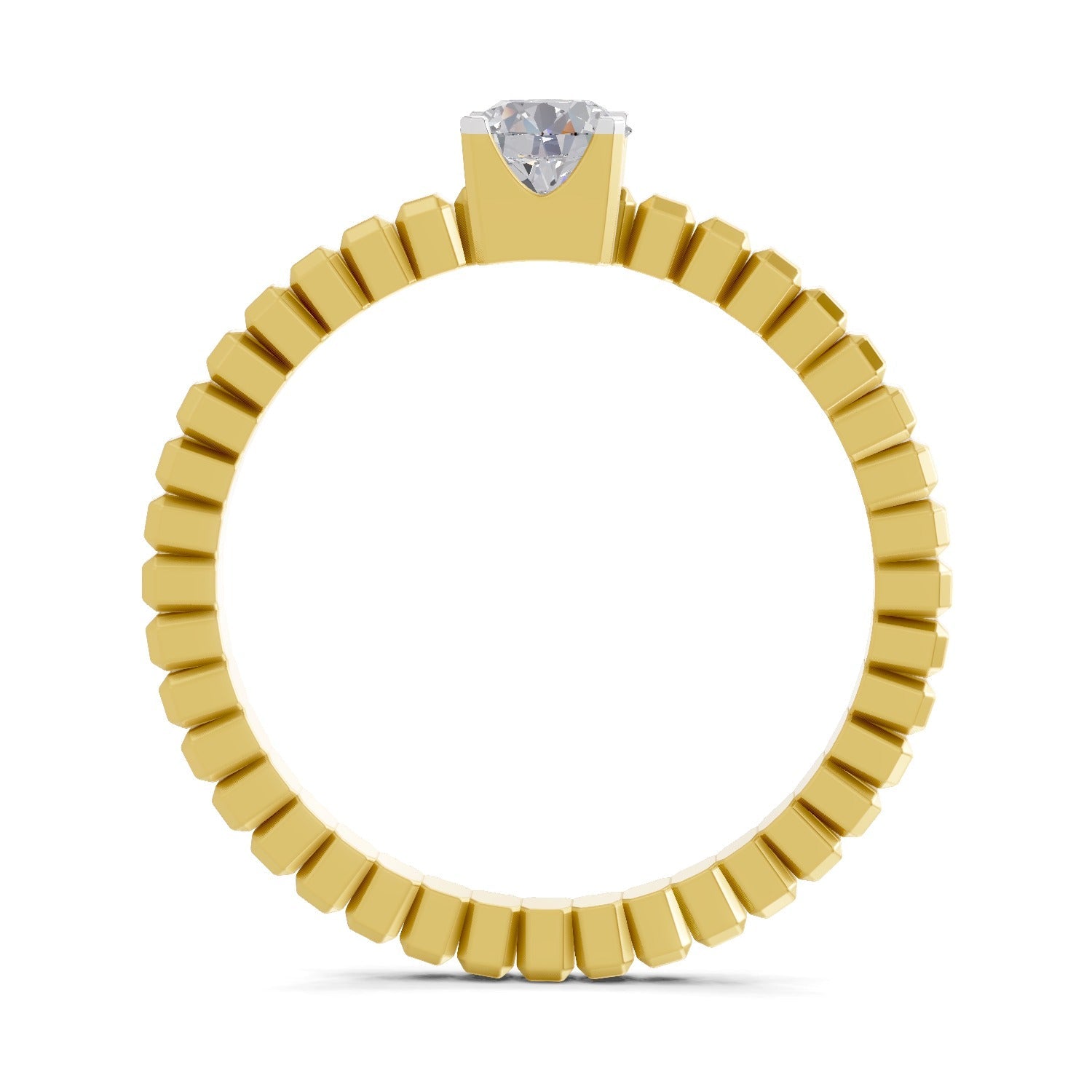 0.32 Ct Round Shape | 925 Sterling Silver Gold Plated Solitaire Ring