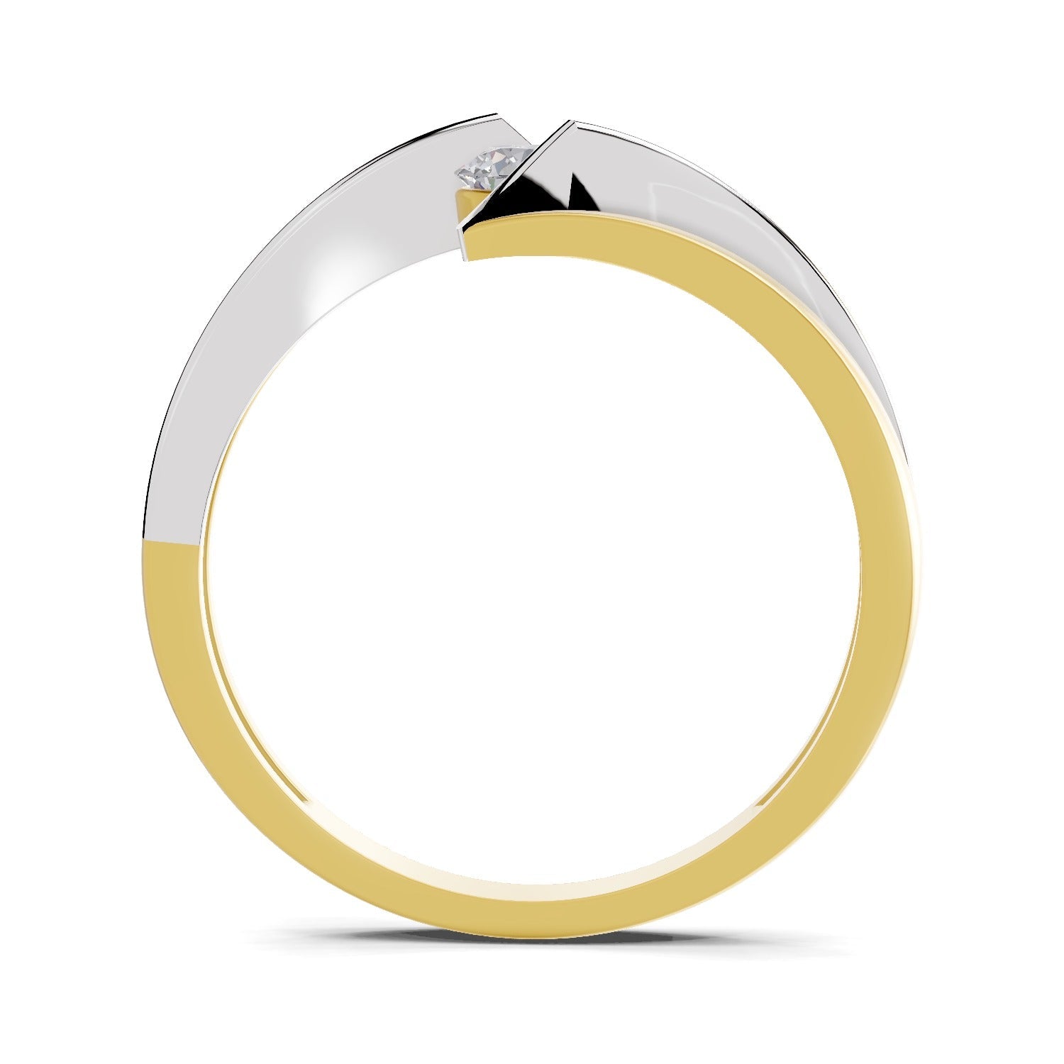 0.26 Ct Round Shape | 925 Sterling Silver Gold Plated Tension Set Solitaire Ring