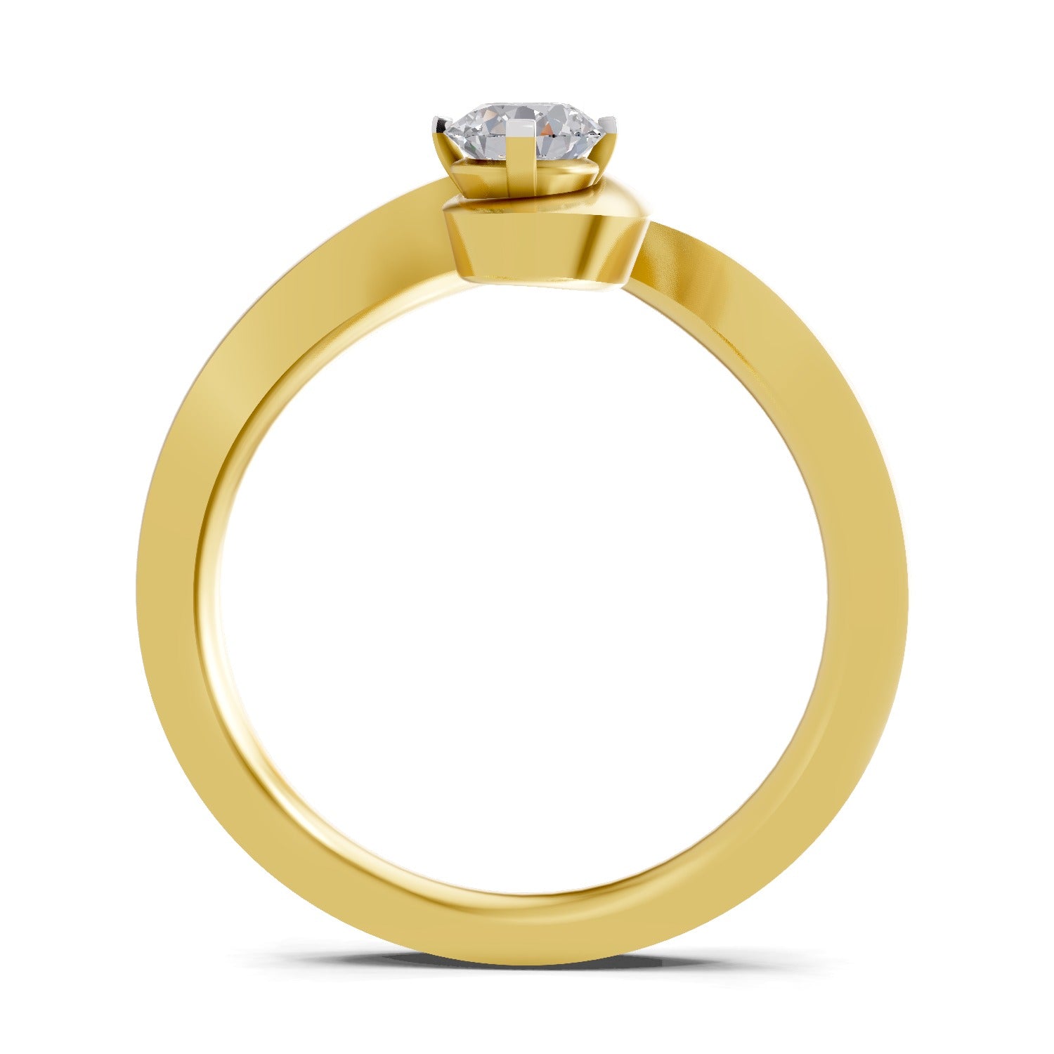 0.32 Ct Round Shape | 925 Sterling Silver Gold Plated Serpentine Solitaire Ring