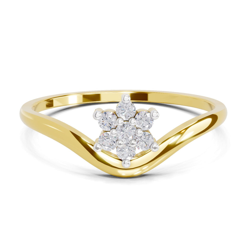 0.11 Ct Round Shape | 925 Sterling Silver Gold Plated Floral Ring