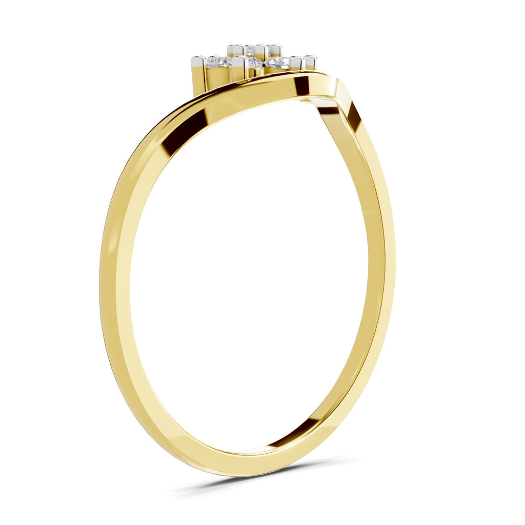 0.11 Ct Round Shape | 925 Sterling Silver Gold Plated Floral Ring