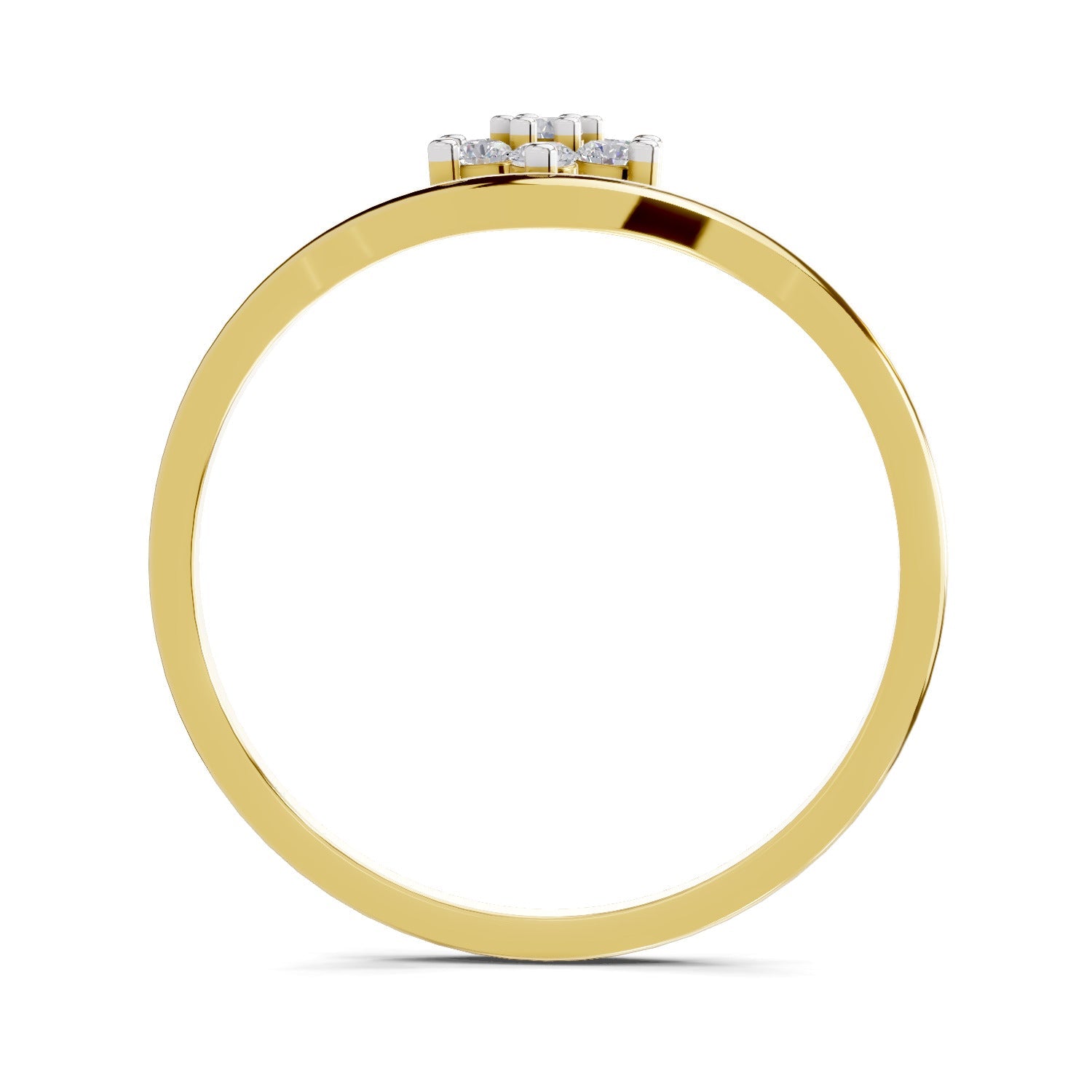 0.11 Ct Round Shape | 925 Sterling Silver Gold Plated Floral Ring