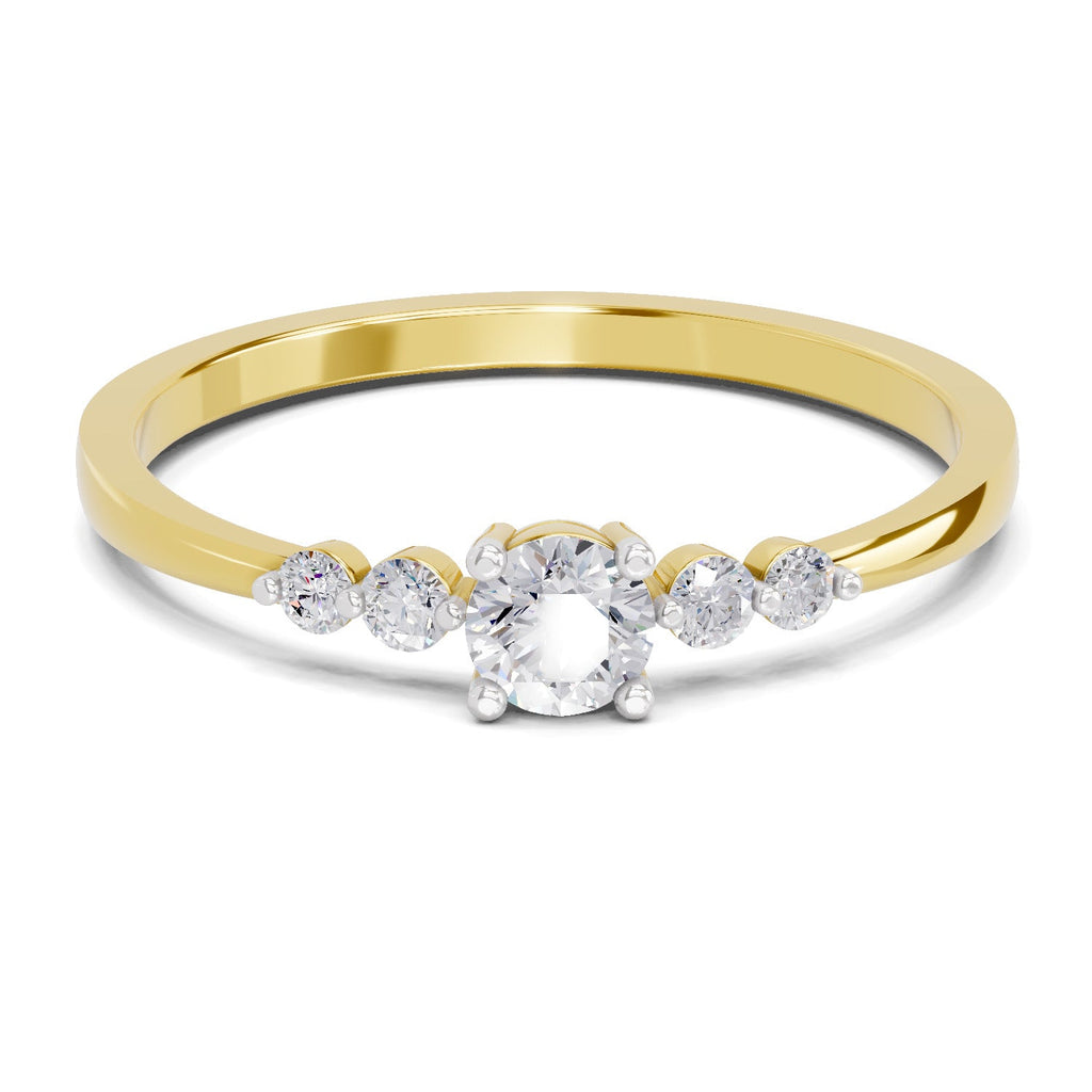 0.22 Ct Round Shape | 925 Sterling Silver Gold Plated Solitaire Ring