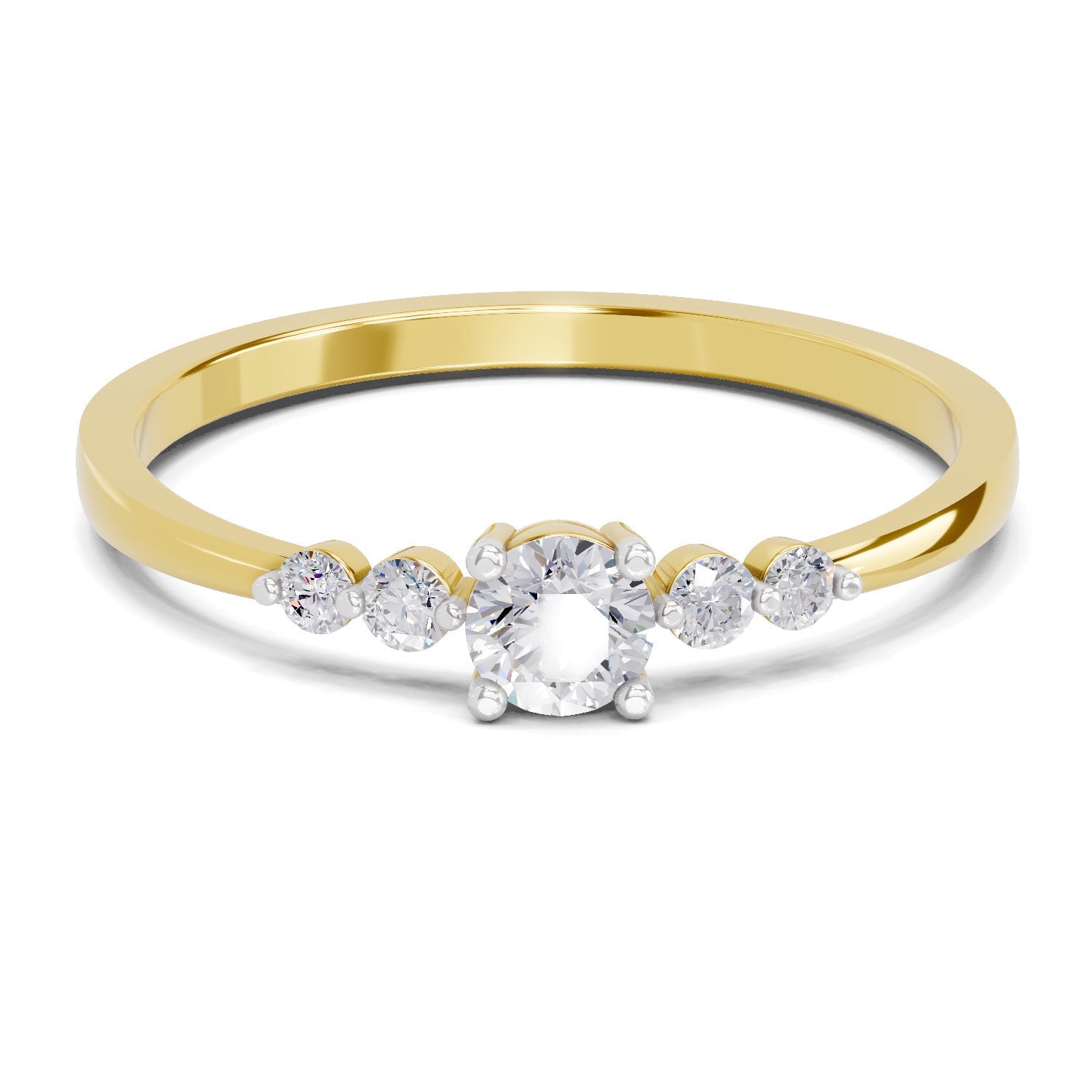 0.22 Ct Round Shape | 925 Sterling Silver Gold Plated Solitaire Ring
