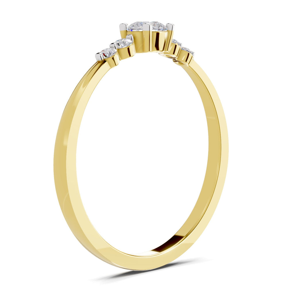 0.22 Ct Round Shape | 925 Sterling Silver Gold Plated Solitaire Ring