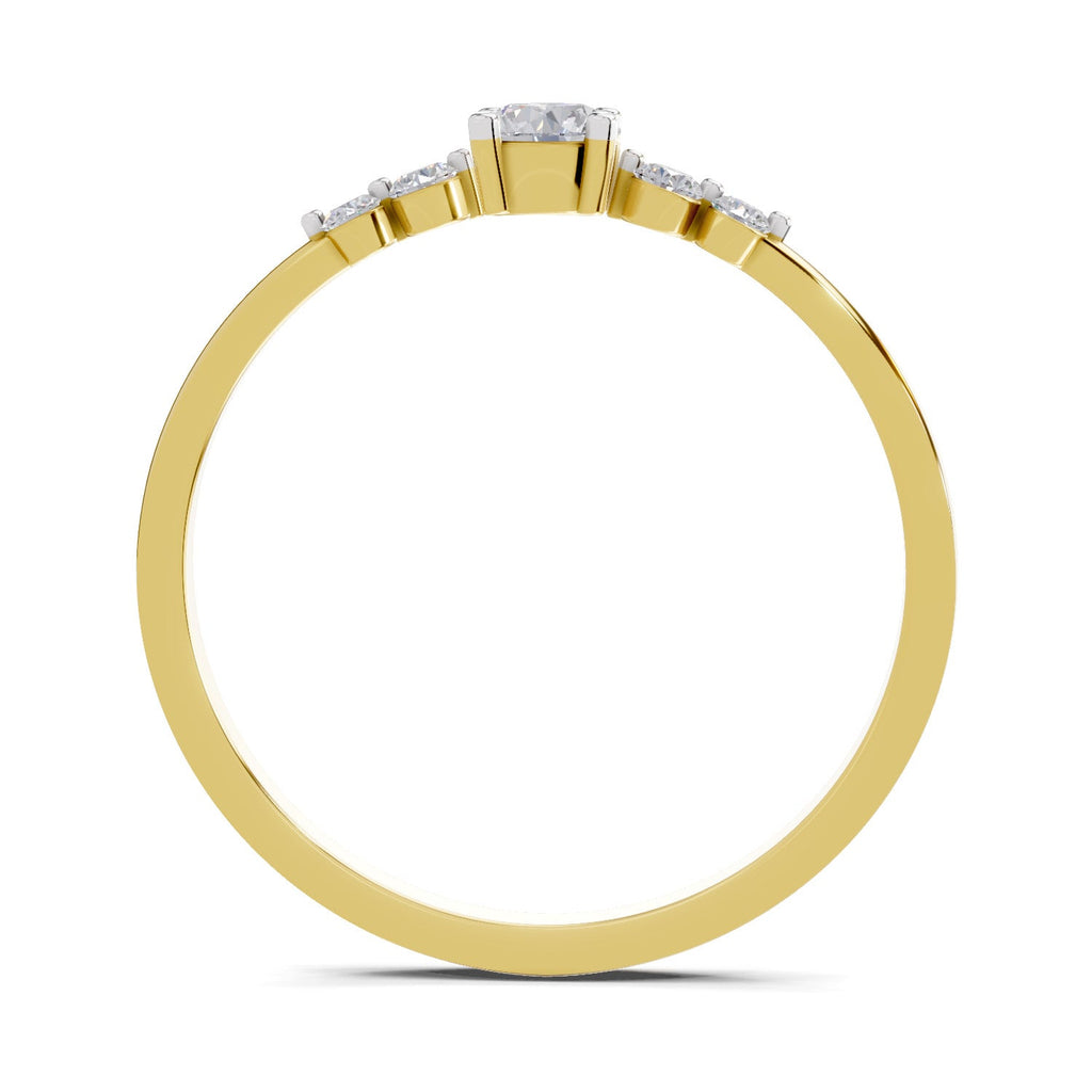 0.22 Ct Round Shape | 925 Sterling Silver Gold Plated Solitaire Ring