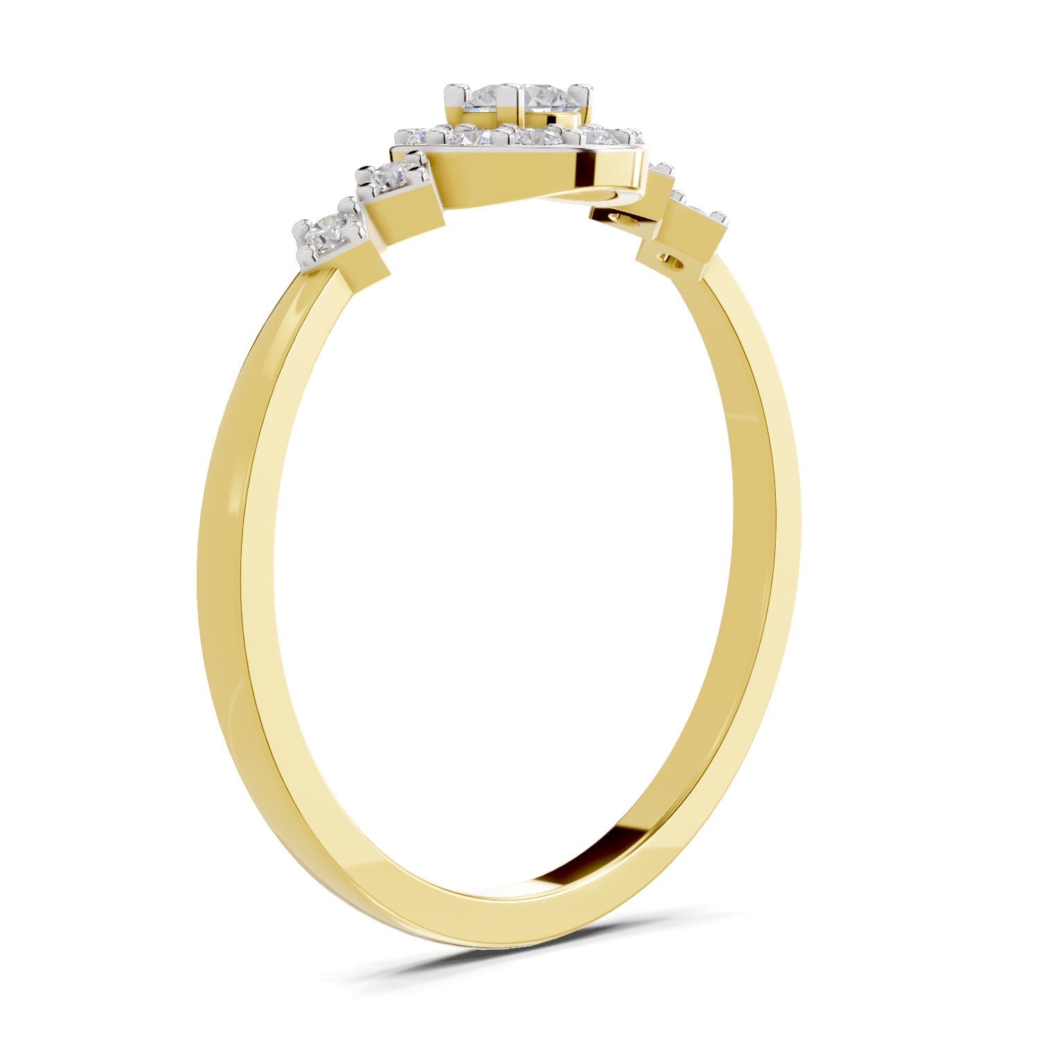 0.23 Ct Round Shape | 925 Sterling Silver Gold Plated Starlight Halo Ring