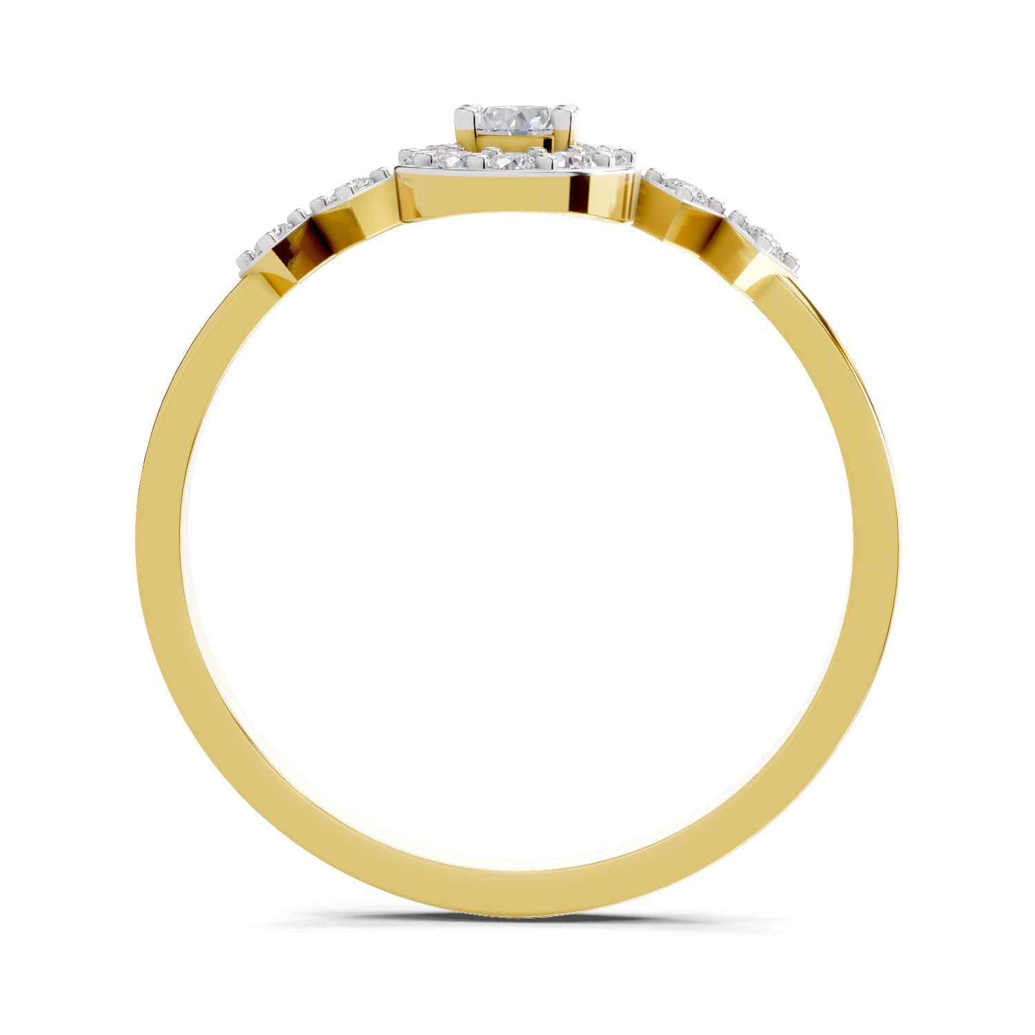 0.23 Ct Round Shape | 925 Sterling Silver Gold Plated Starlight Halo Ring