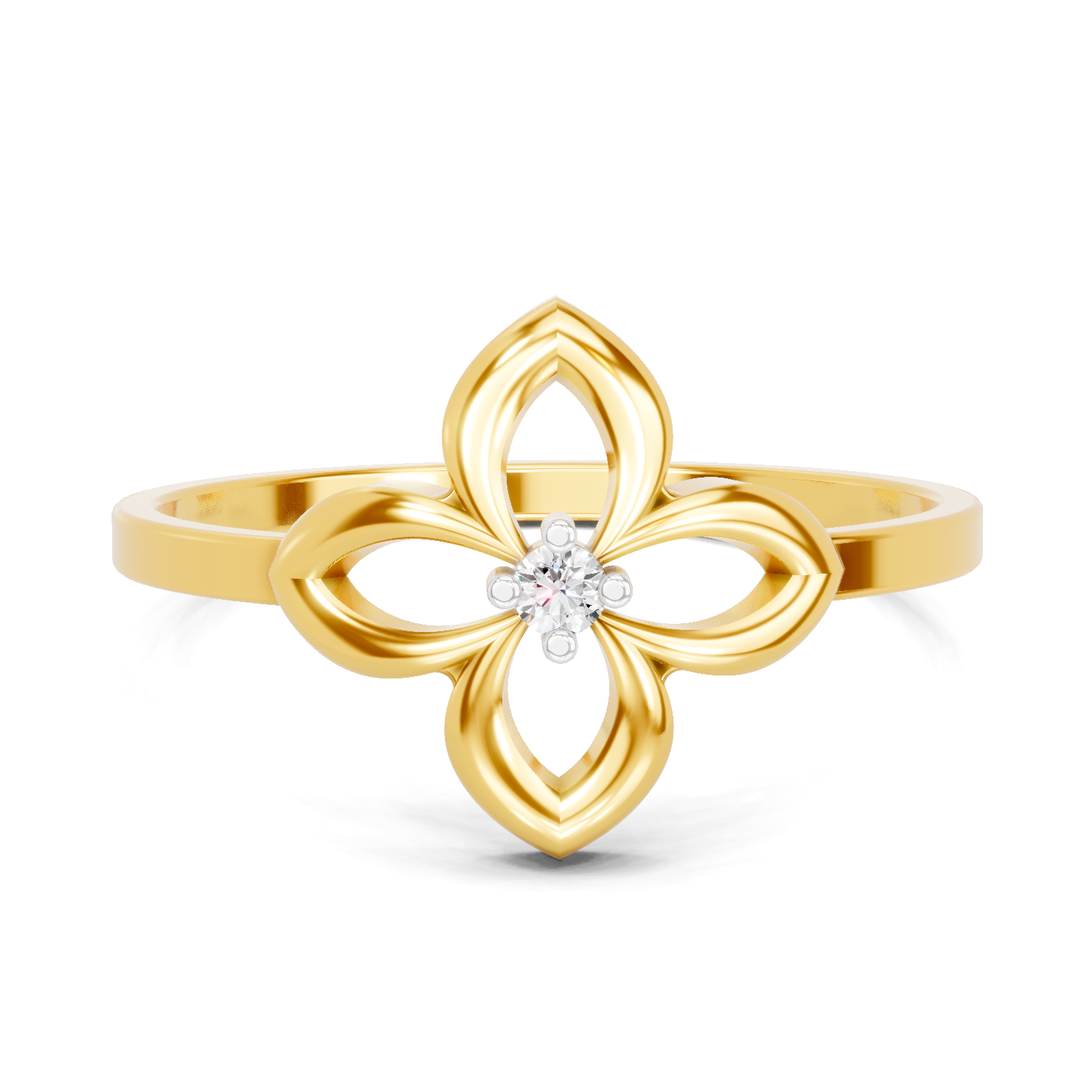 0.01 Carat  | 925 Sterling Silver Gold Plated Floral Ring