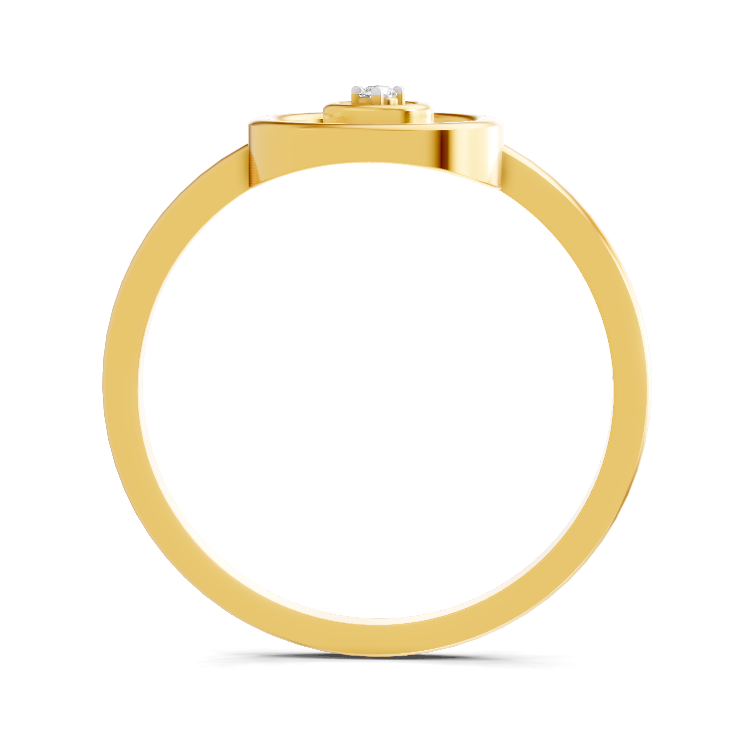 0.02 Carat  | 925 Sterling Silver Gold Plated Circle Fashion Ring