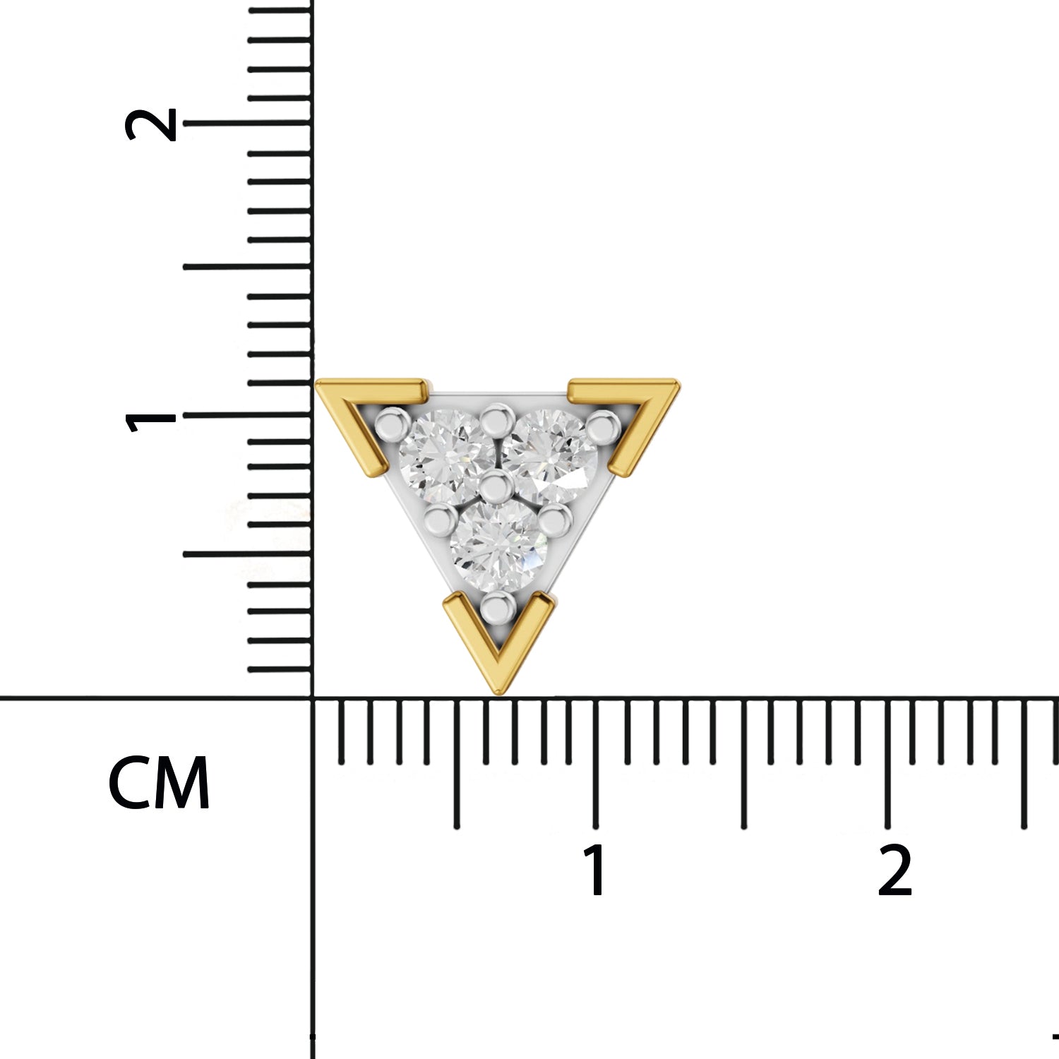 1 Carat Round Shape | 925 Sterling Silver Yellow Gold Plated Triangle Fashion Earrings
