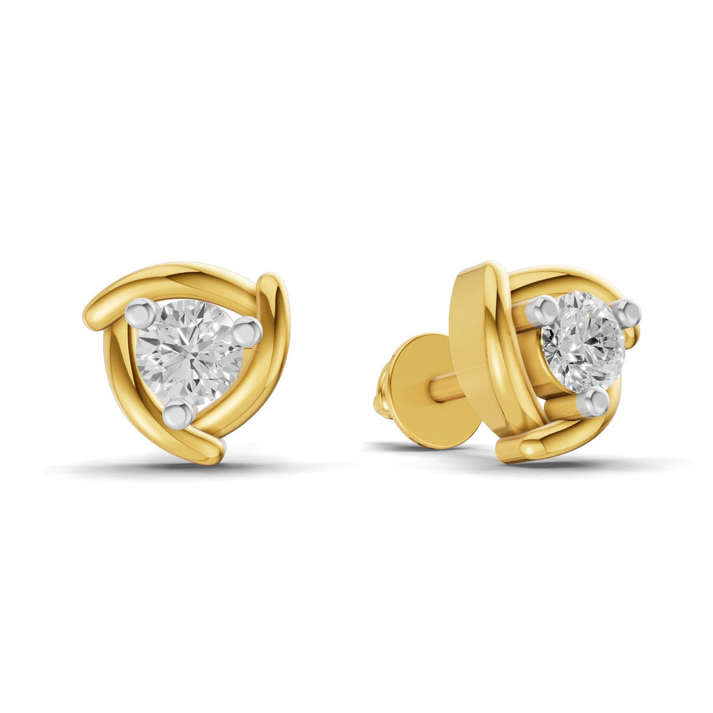 0.29 Carat Round Shape | 925 Sterling Silver Yellow Gold Plated Fashion Stud Earrings