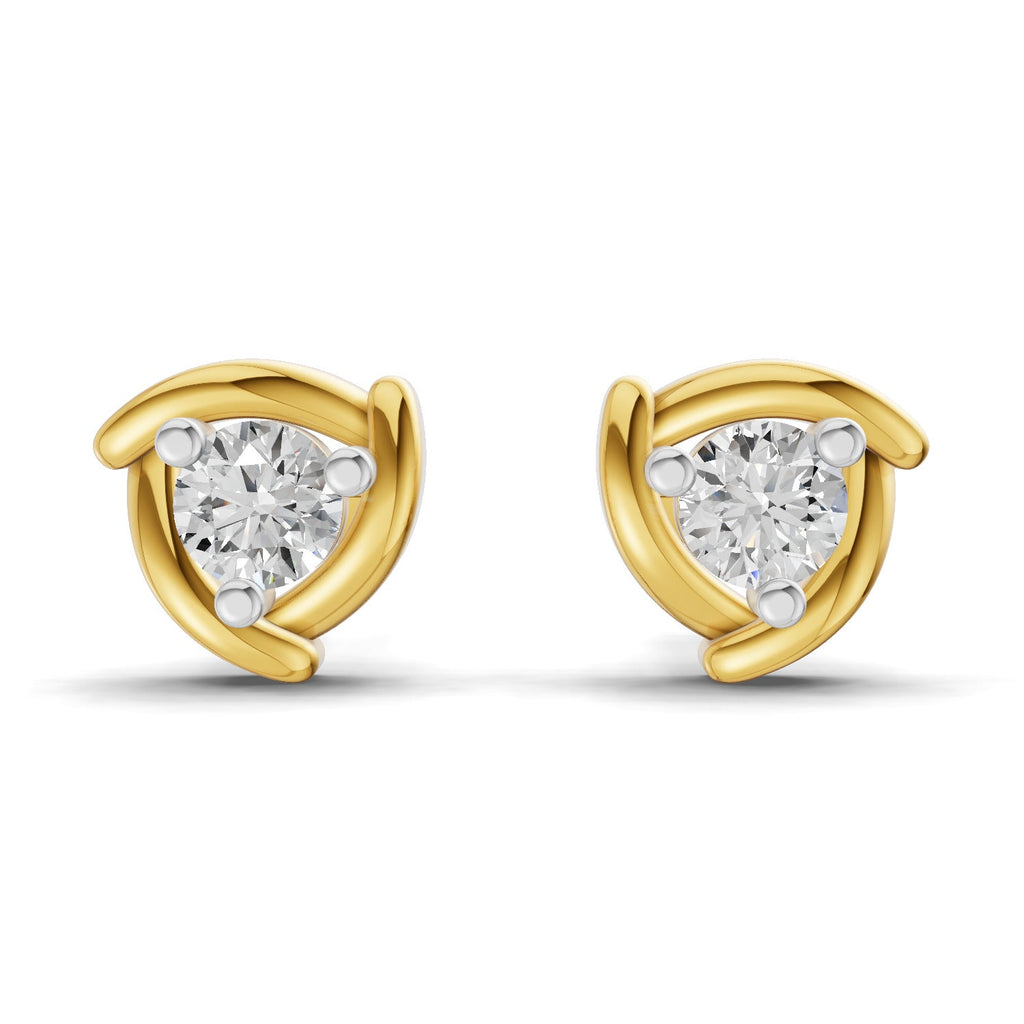 0.29 Carat Round Shape | 925 Sterling Silver Yellow Gold Plated Fashion Stud Earrings