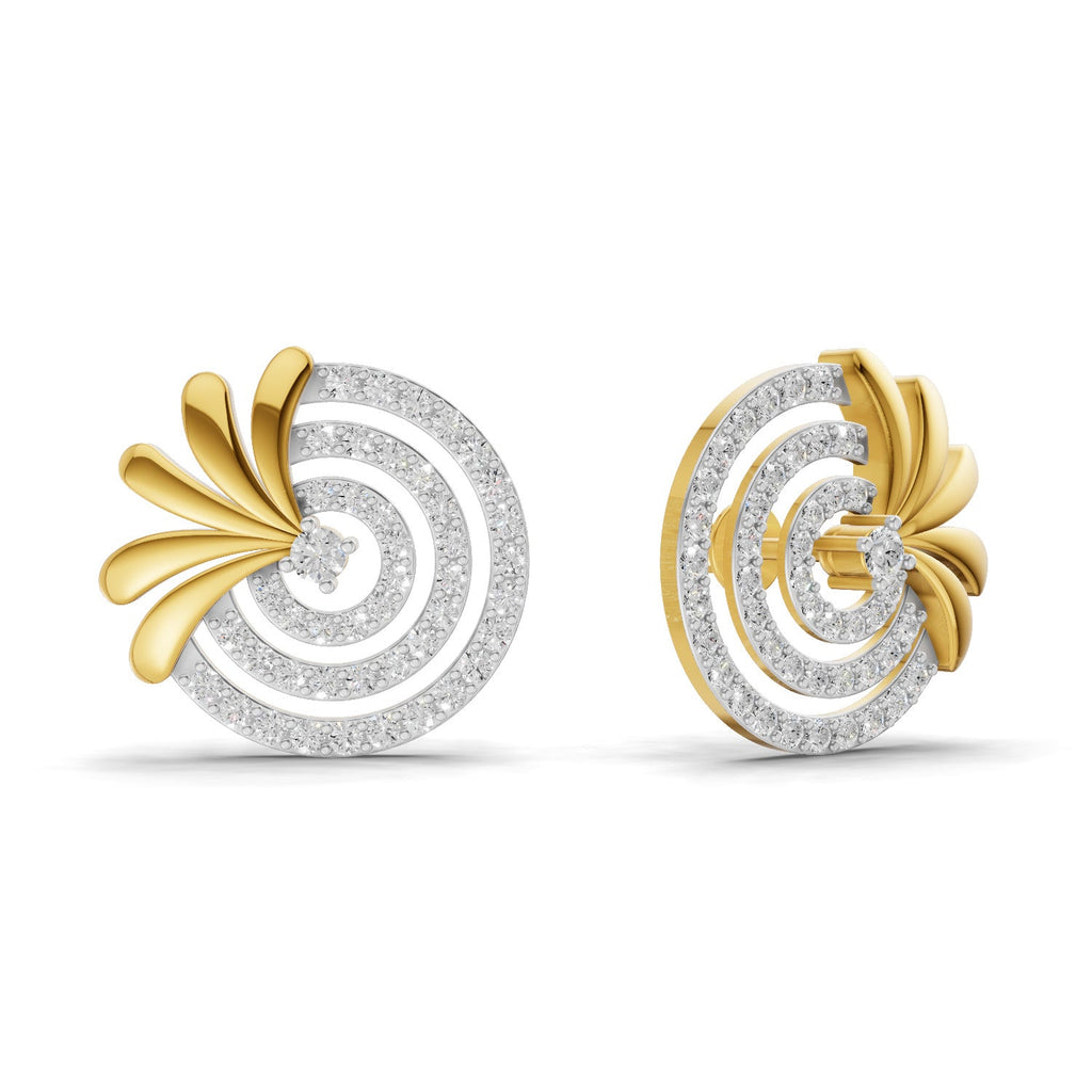 1.16 Carat Round Shape | 925 Sterling Silver Yellow Gold Plated Halo Earrings