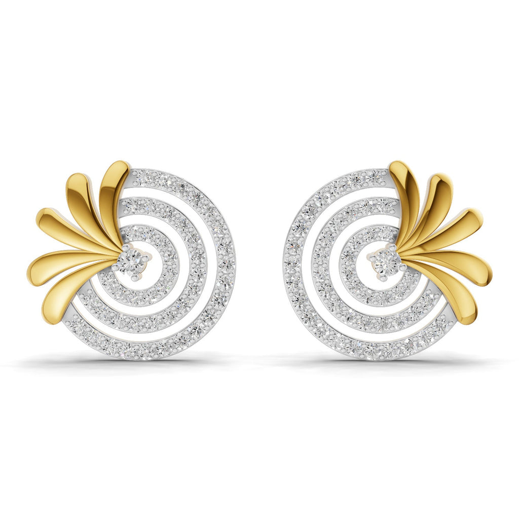 1.16 Carat Round Shape | 925 Sterling Silver Yellow Gold Plated Halo Earrings