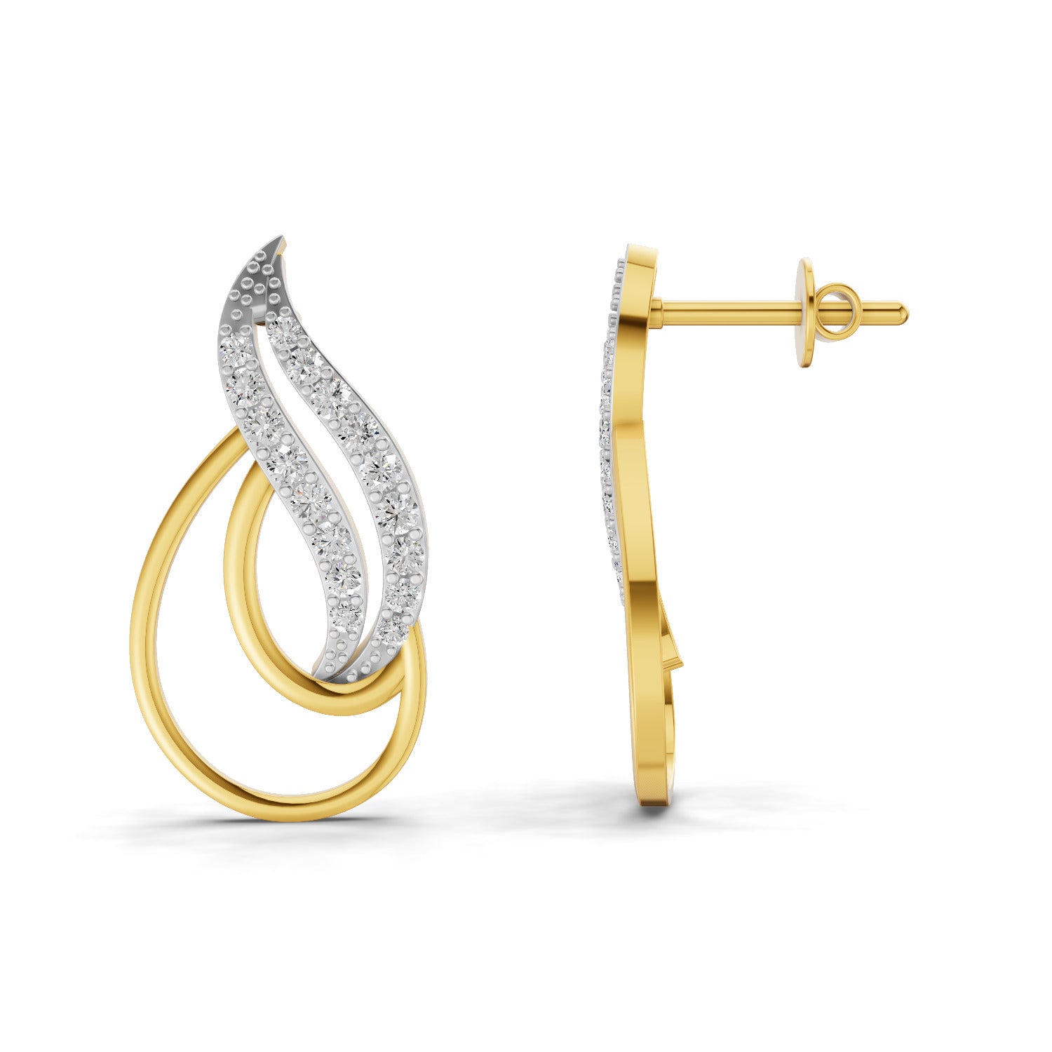 0.46 Carat Round Shape | 925 Sterling Silver Yellow Gold Plated Fashion Earrings
