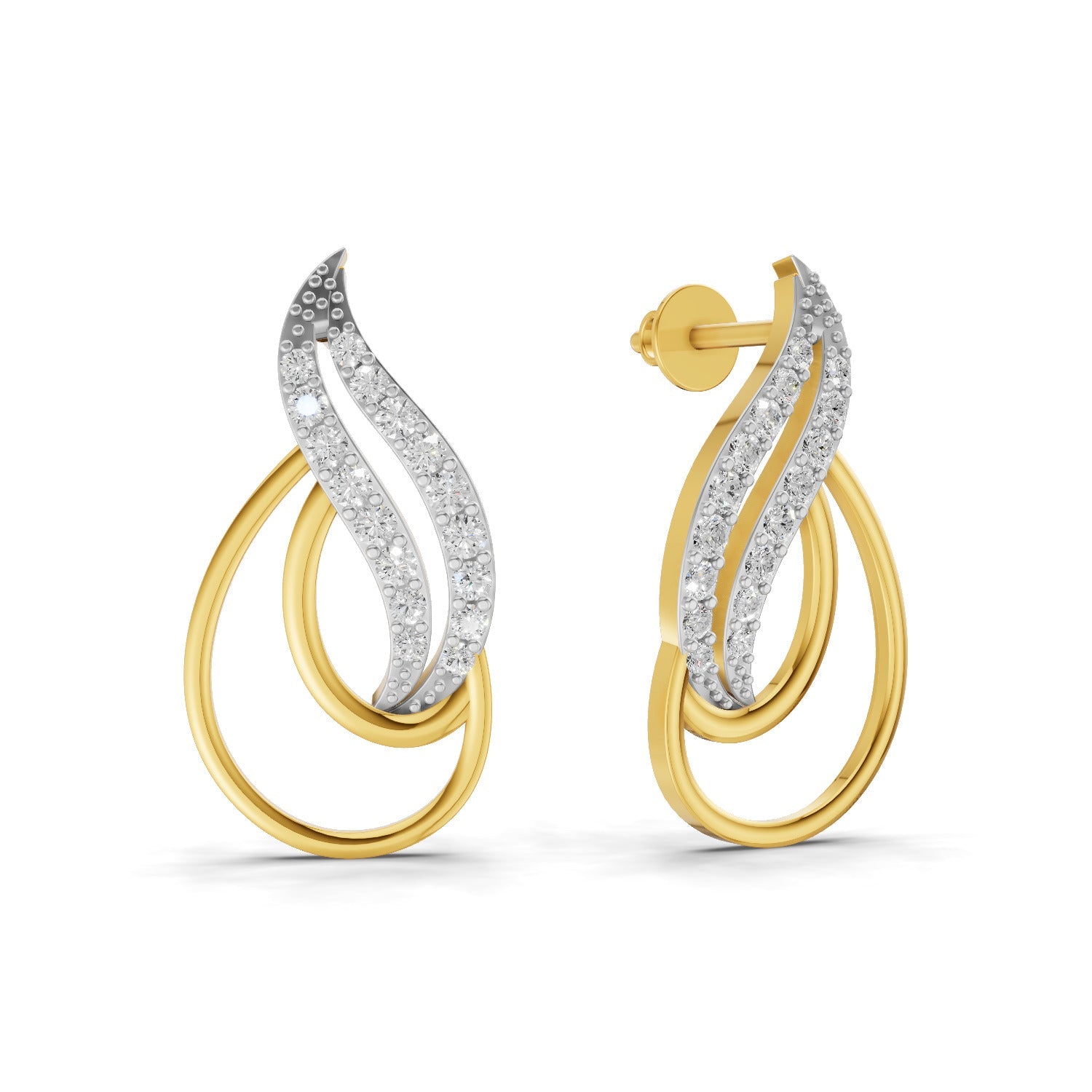 0.46 Carat Round Shape | 925 Sterling Silver Yellow Gold Plated Fashion Earrings