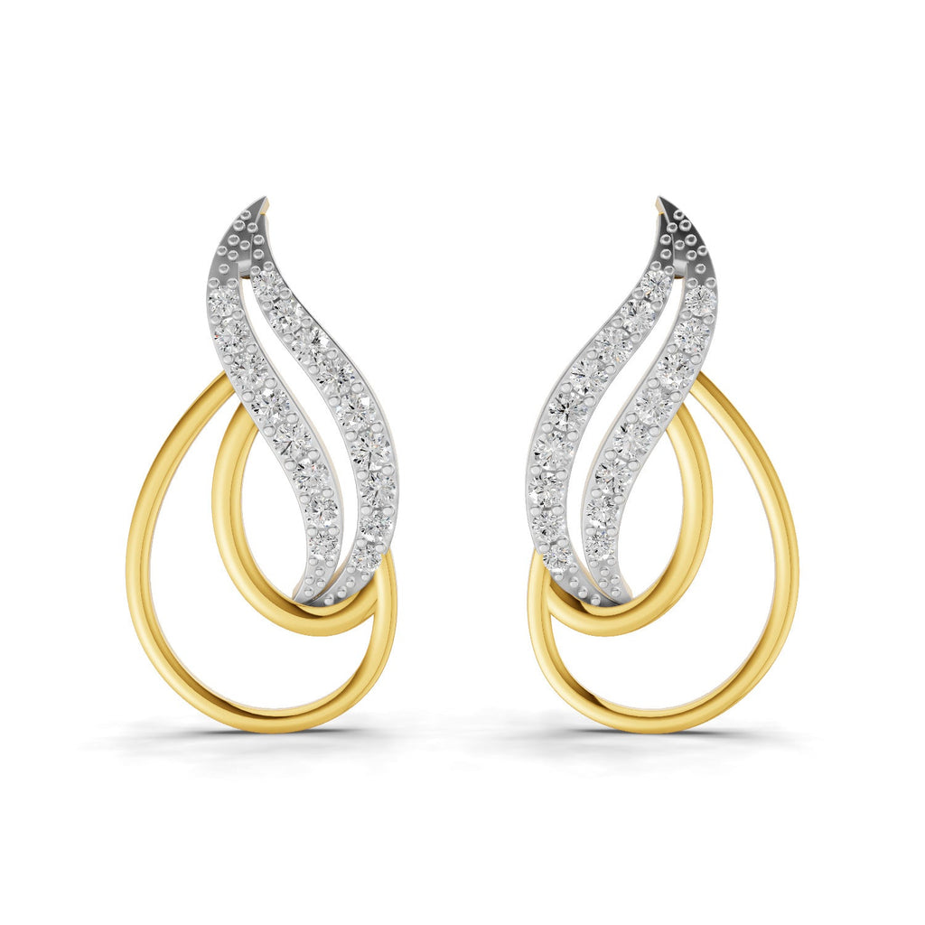 0.46 Carat Round Shape | 925 Sterling Silver Yellow Gold Plated Fashion Earrings