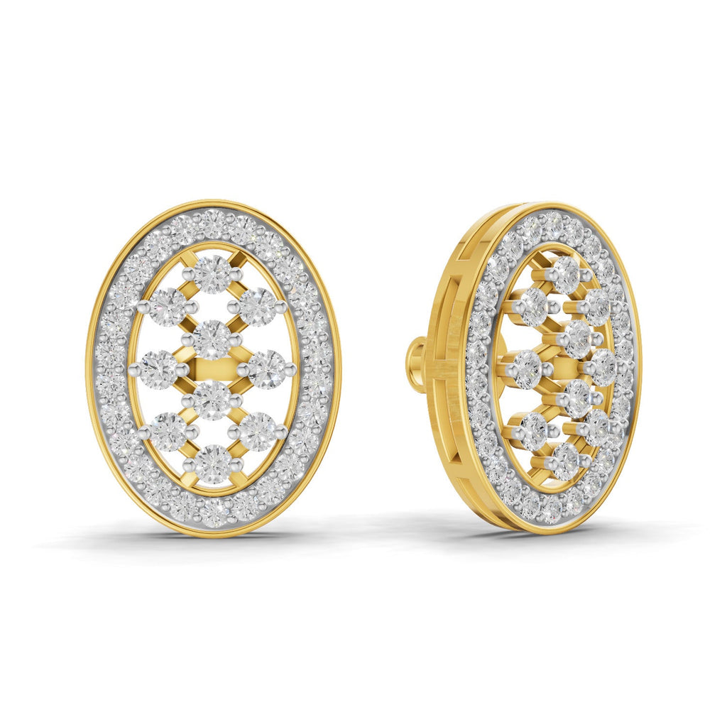 1.12 Carat Round Shape | 925 Sterling Silver Yellow Gold Plated Oval Fashion Earrings