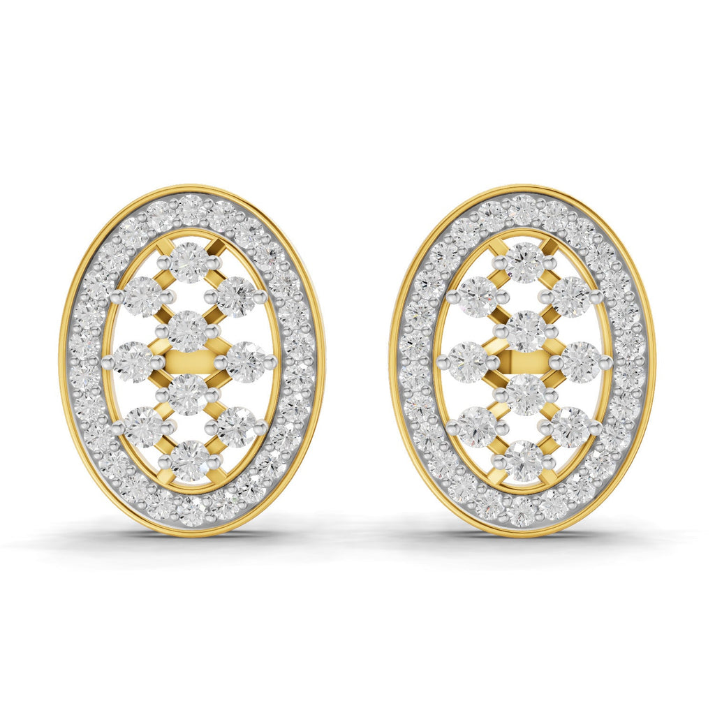 1.12 Carat Round Shape | 925 Sterling Silver Yellow Gold Plated Oval Fashion Earrings
