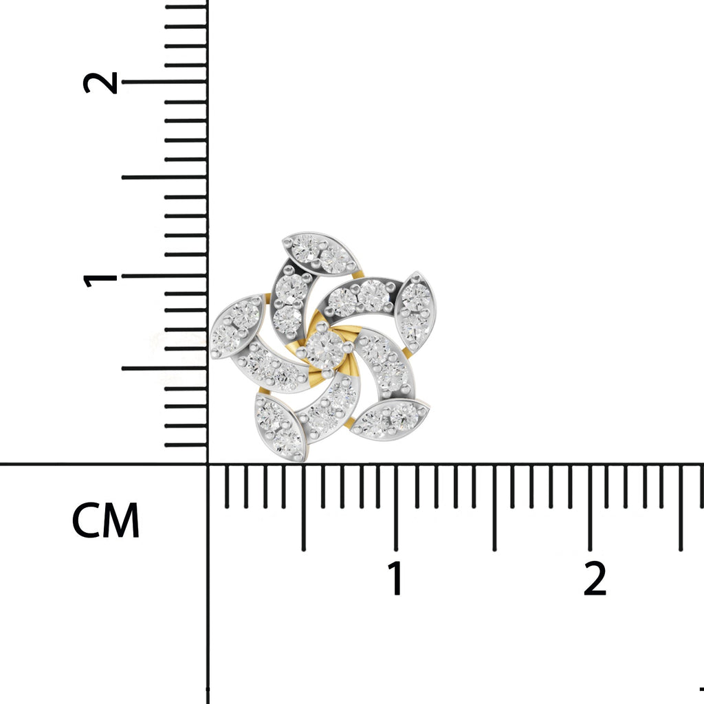 0.67 Carat Round Shape | 925 Sterling Silver Yellow Gold Plated Floral Earrings