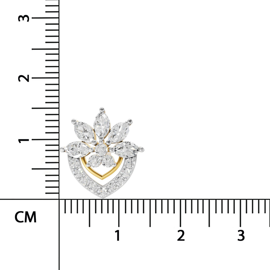 1.53 Carat Round & Marquise Shape | 925 Sterling Silver Yellow Gold Plated Floral Earrings