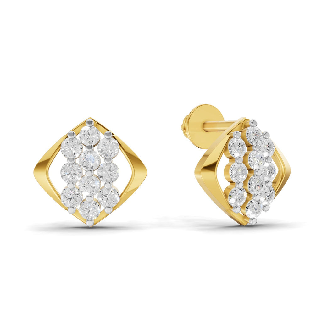 0.42 Carat | 925 Sterling Silver Yellow Gold Plated Cluster Earrings