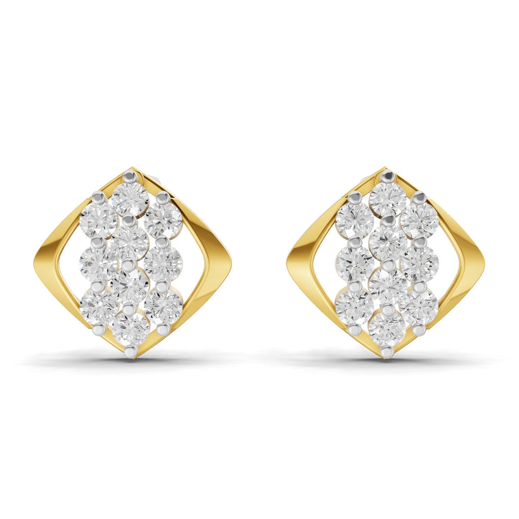 0.42 Carat | 925 Sterling Silver Yellow Gold Plated Cluster Earrings