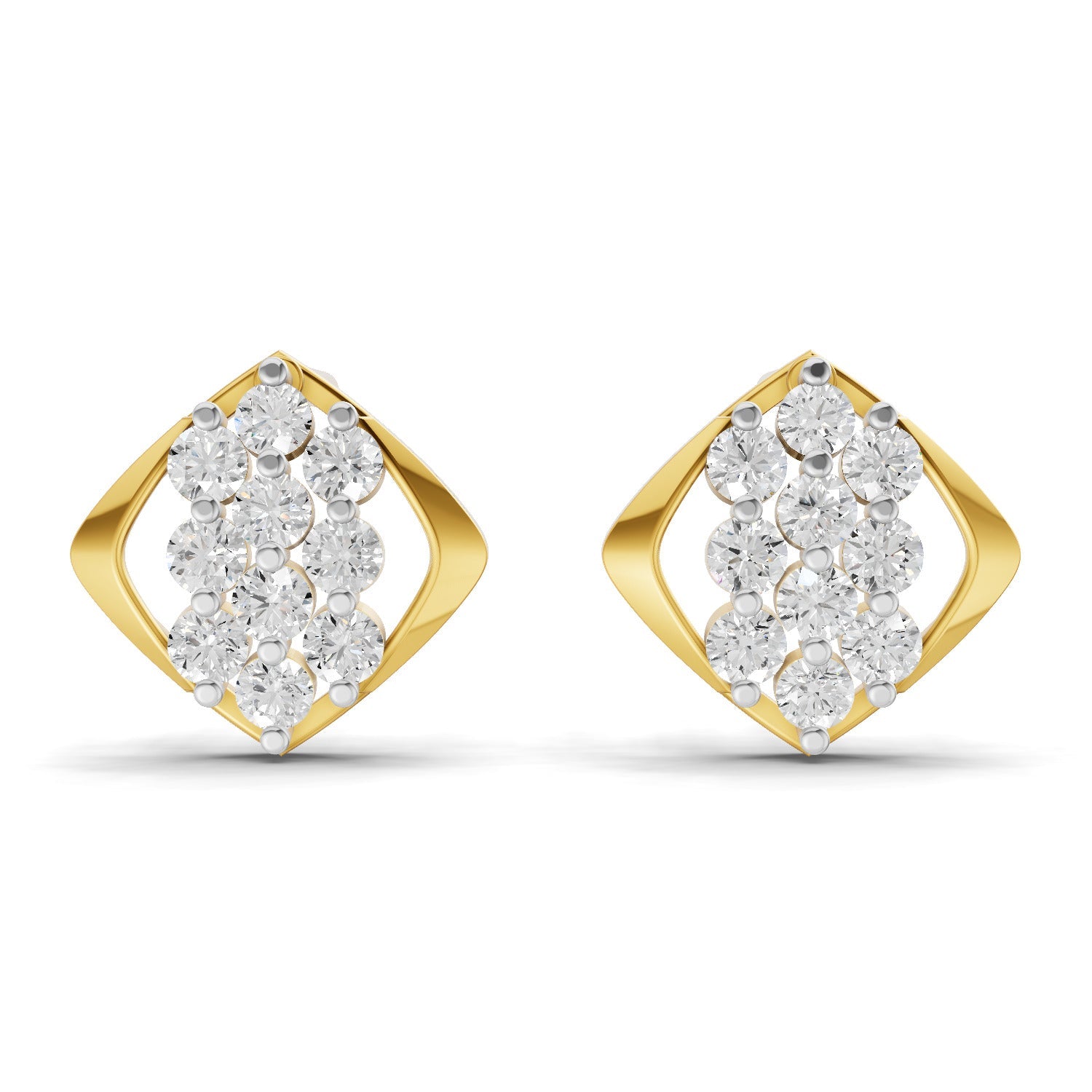 0.42 Carat | 925 Sterling Silver Yellow Gold Plated Cluster Earrings