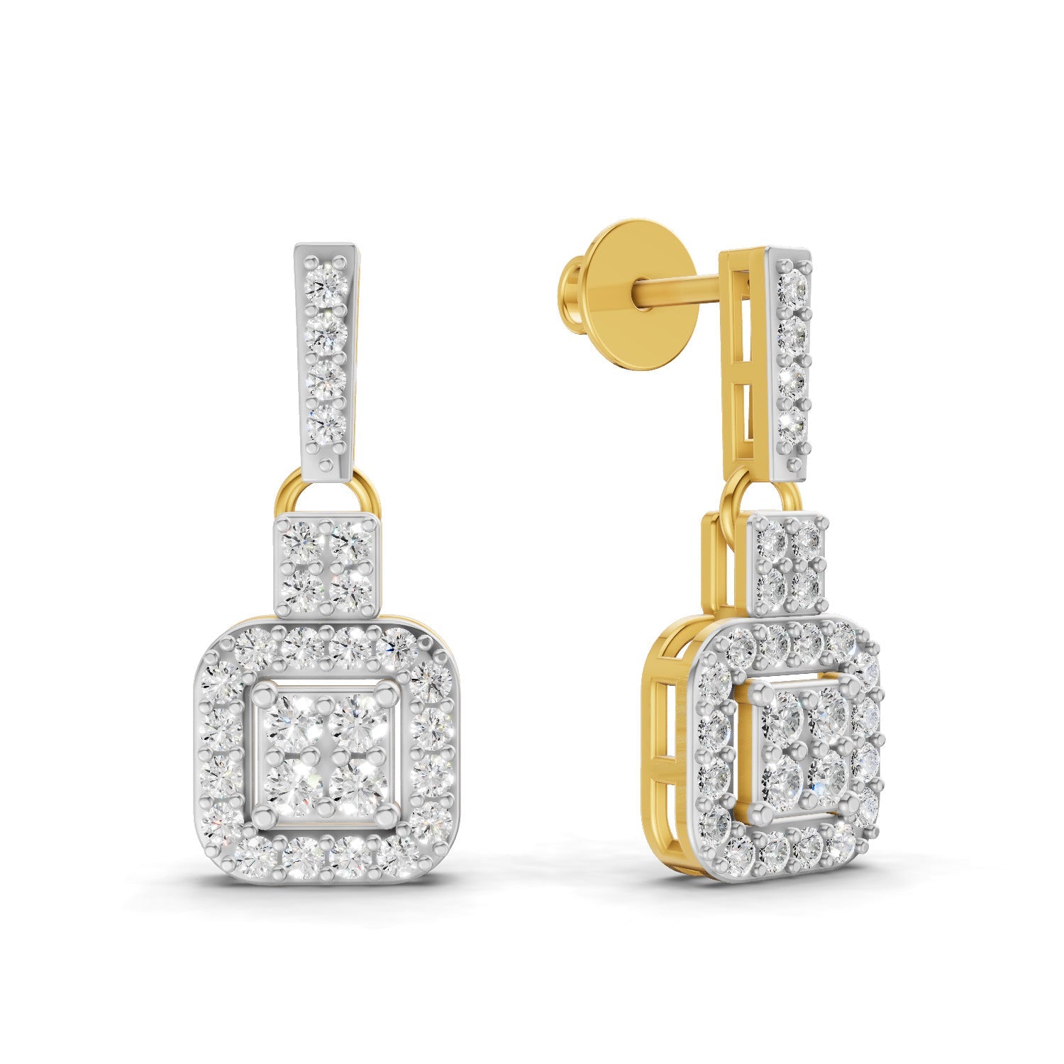 0.8 Ct | 925 Sterling Silver Yellow Gold Plated Fashion Earrings