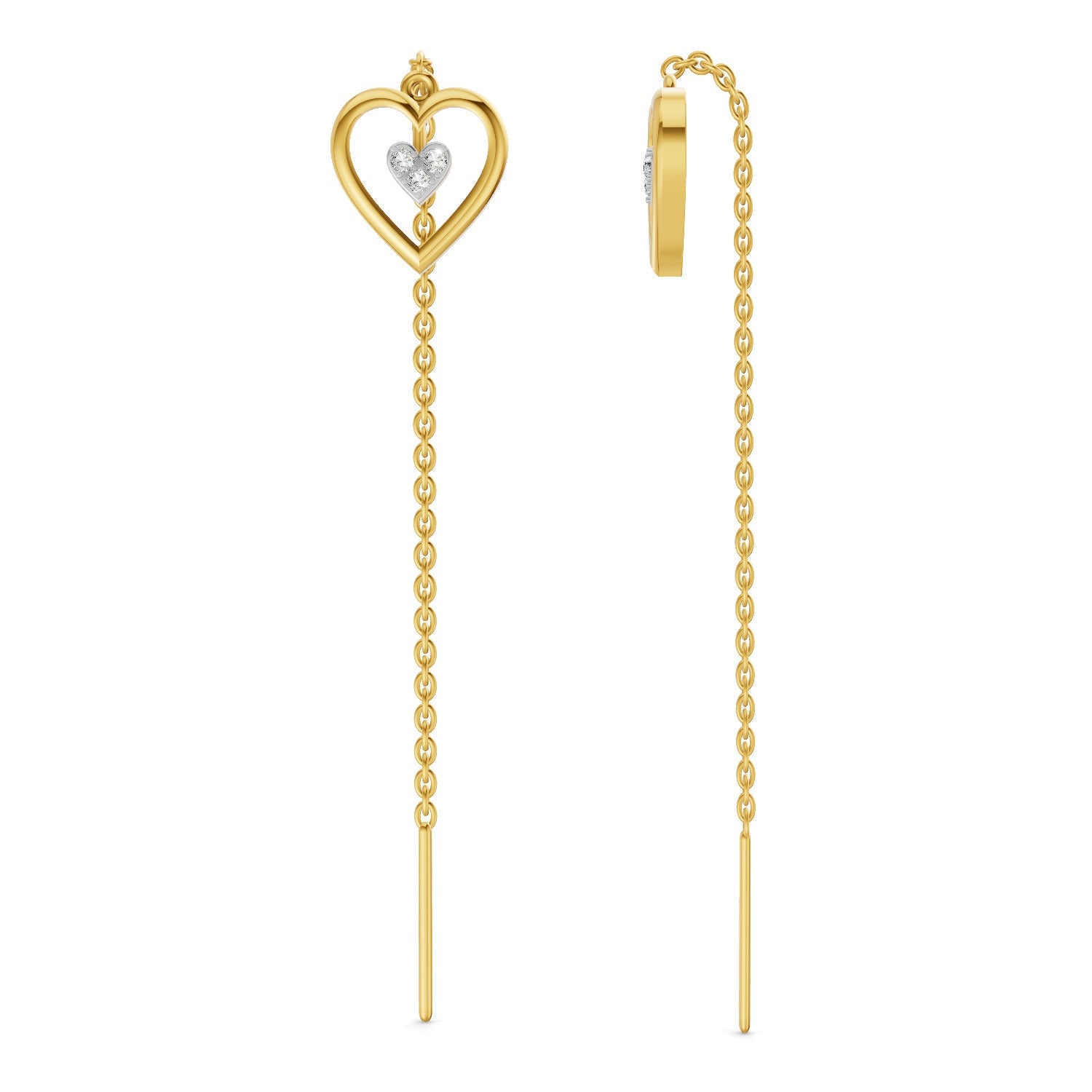 0.07 Ct | 925 Sterling Silver Yellow Gold Plated Earrings