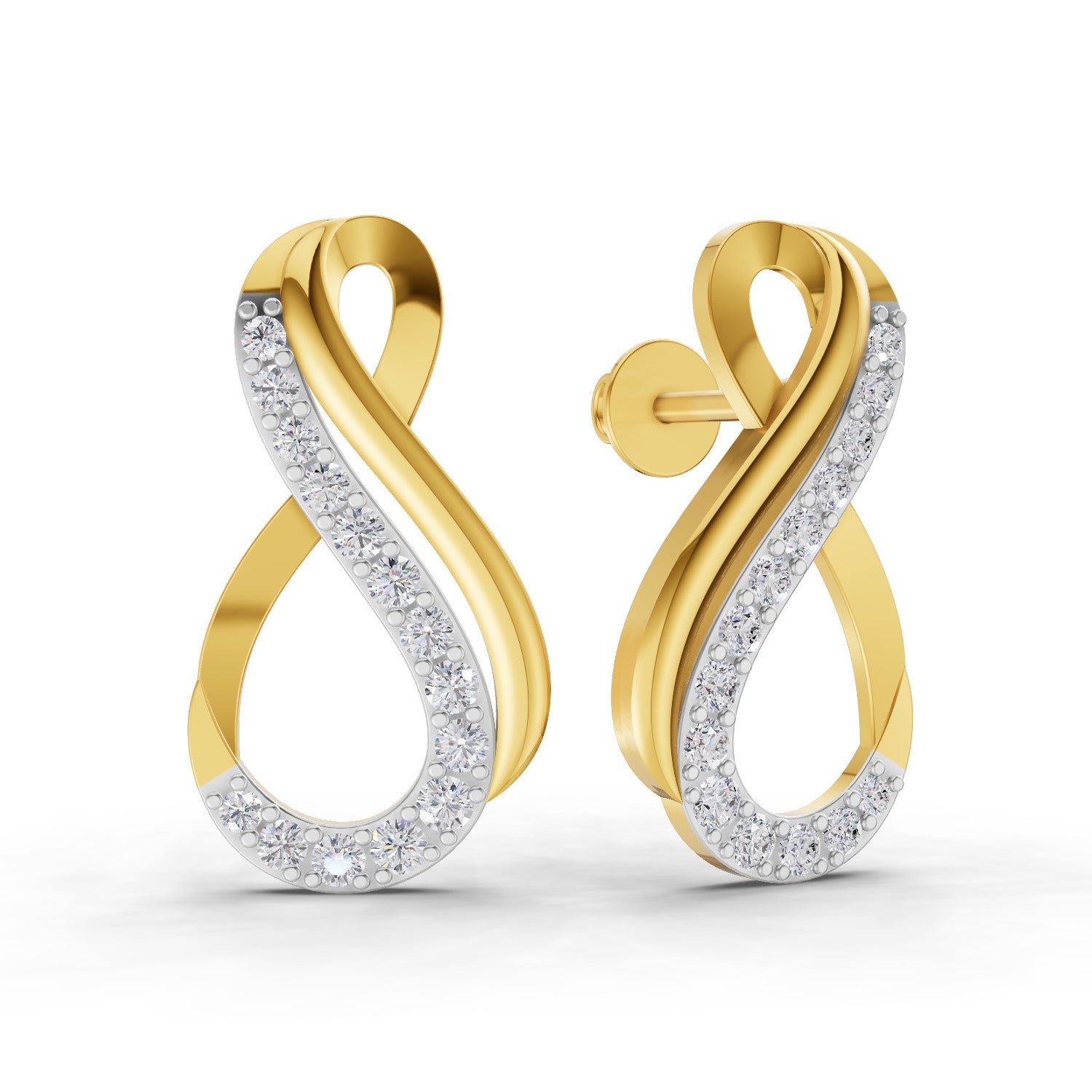 0.61 Carat Round Shape | 925 Sterling Silver Gold Plated Infinity Earrings
