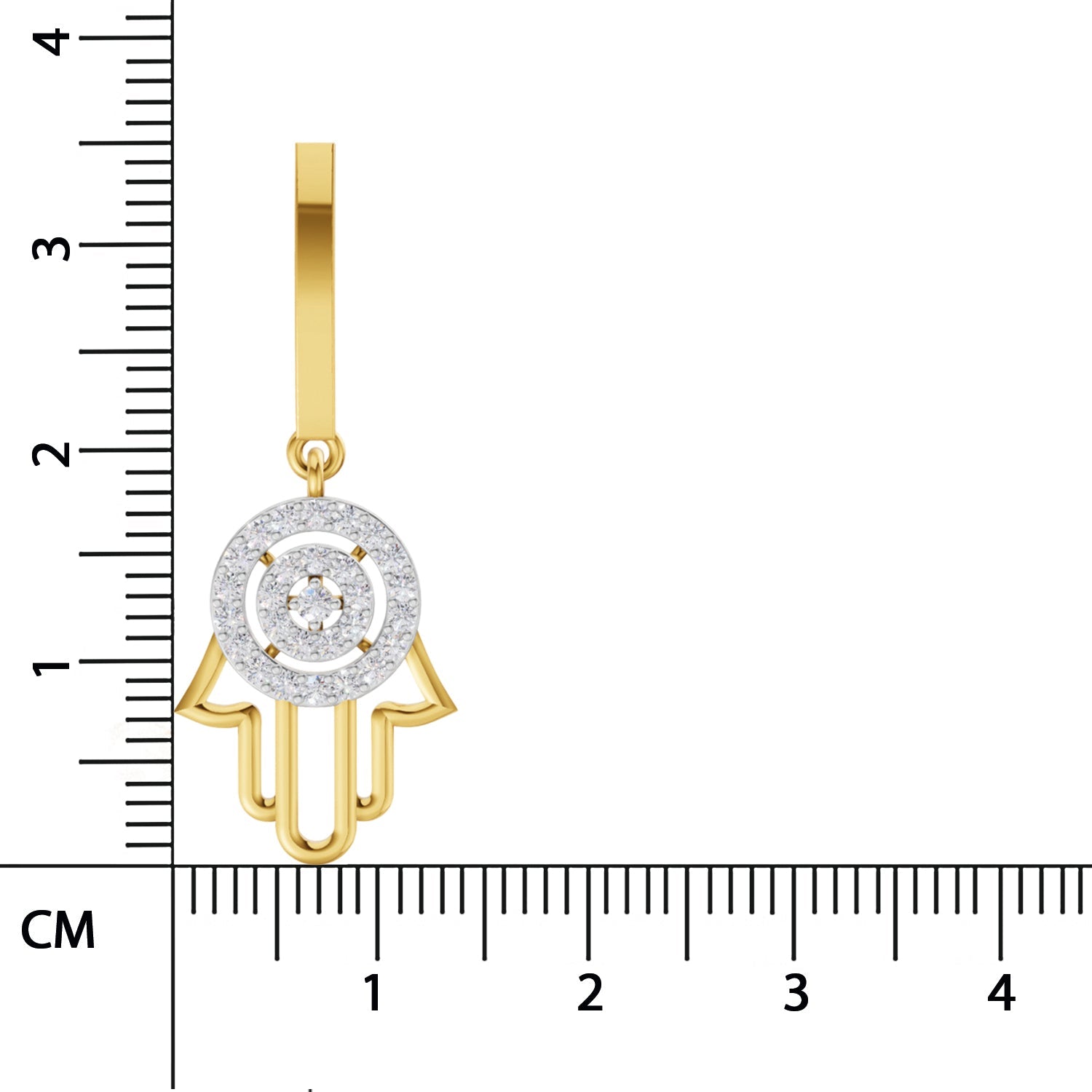 0.58 Round Shape| 925 Sterling Silver Gold Plated Hamsa Hand Drop Earrings