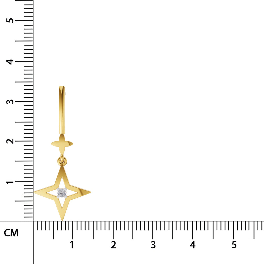 0.07 Round Shape| 925 Sterling Silver Gold Plated Star Drop Earrings