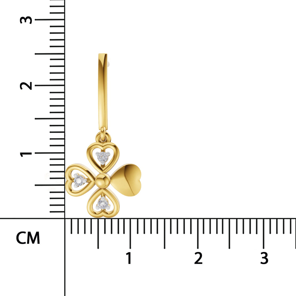 0.08 Round Shape| 925 Sterling Silver Gold Plated Floral Drop Earrings